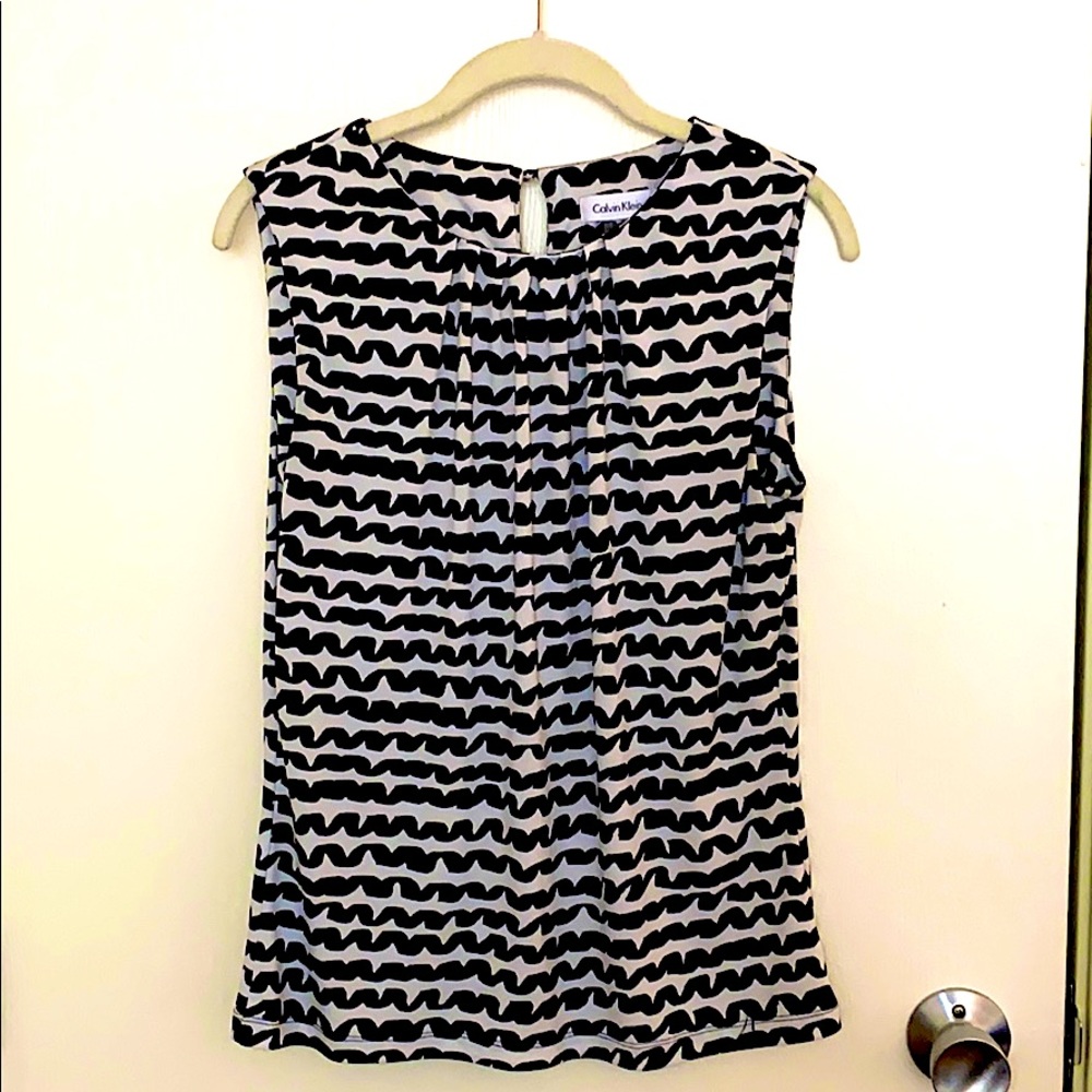 Calvin Klein Pleat Neck Sleeveless Top